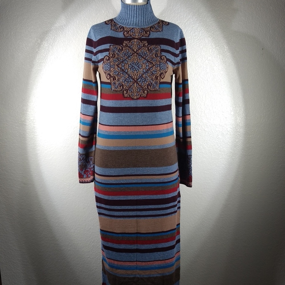 IVKO Wool Mandala Roll Neck Dress M NWT